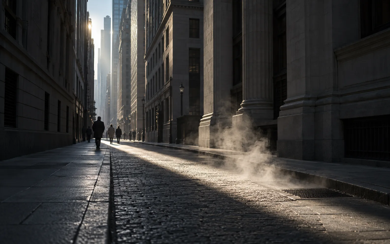 A street in Lower Manhattan in the early morning